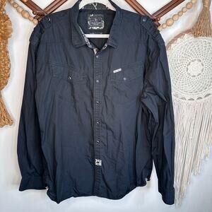 Marc Ecko Cut & Sew Black Pearl Snap Down Shirt